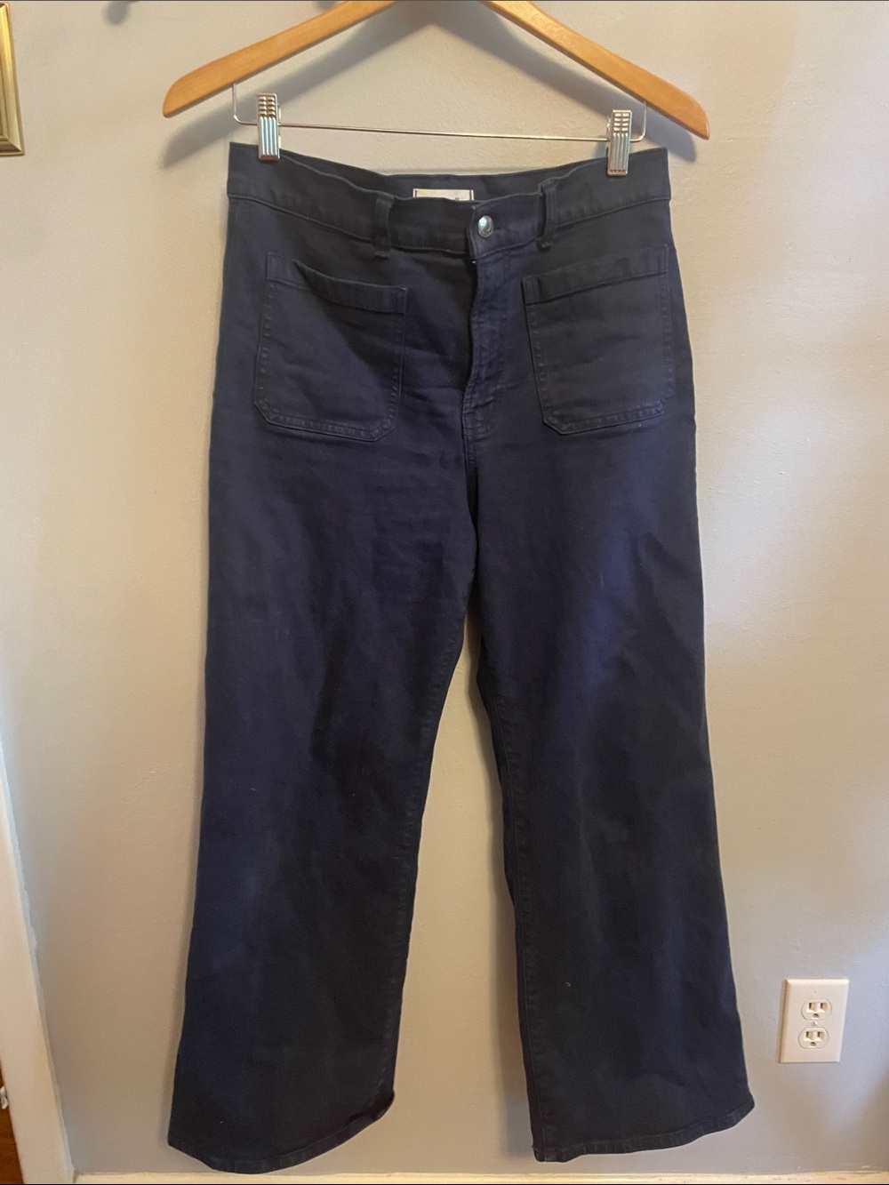 Madewell Navy Wide-Leg High-Rise Pants